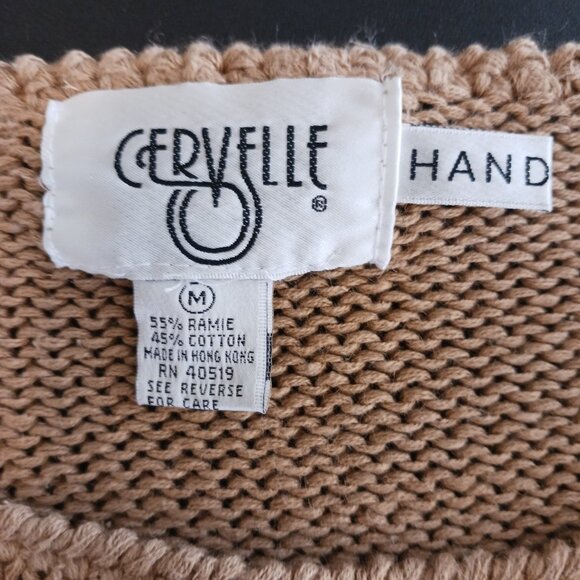Cervelle Hand Knit Tan Sweater, Size Medium, Long Sleeve, Textured, Artisanal - Picture 2 of 16